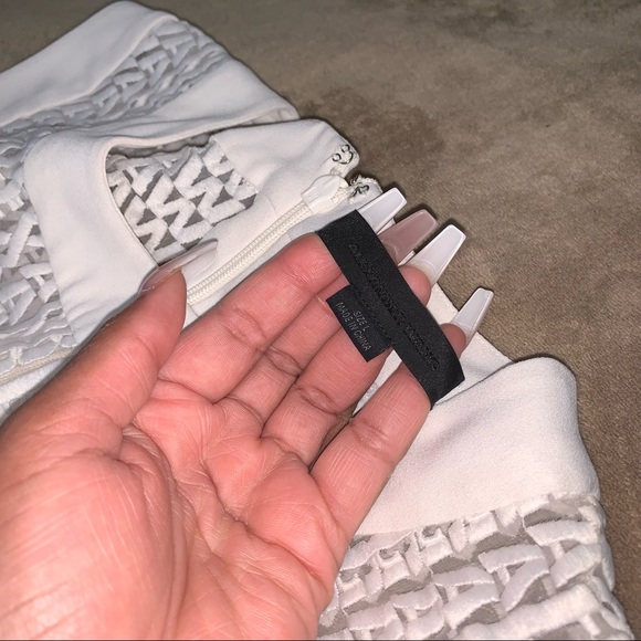 Alexander Wang White Sheer Name Logo Guipure Lace Embroidery Cropped Blouse - Picture 7 of 12